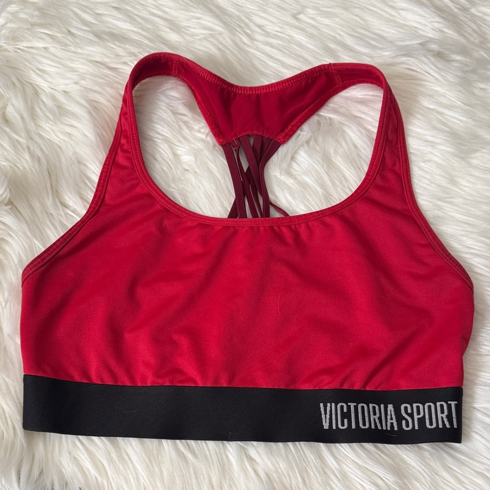 Red Victoria’s Secret sports bra